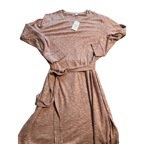 Pink and white space dyed hacci tie waist dress NEW XL - Picture 2 of 5